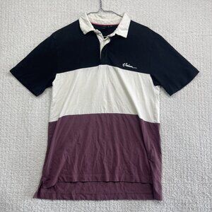 Volcom Polo Shirt Men XS Burgundy/Black color Block Short Sleeve Skate Surf Golf